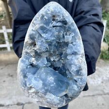 11LB Large Natural Blue Celestite Crystal Geode Quartz Cluster Mineral Specime picture