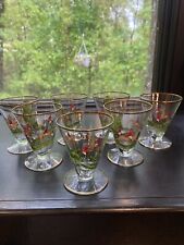 VTG Lot Of 7 Hand Painted Horse Hound Shot Cocktail Glasses- Beautiful picture