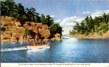 Vintage Postcard Pleasure Boat Cruising the San Juan Islands WA Washington K-756 picture