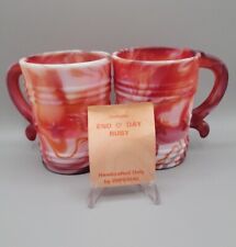 2 Vintage Imperial End Of Day Mugs Original Card Eagle Ruby Red Swirl picture