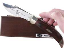 Large 1970's Case Buffalo knife in wood presentation box picture