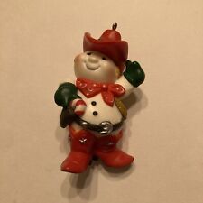 Vintage 1982 Hallmark Cowboy Snowman Christmas Ornament picture