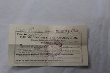  1899 Receipt From The Cincinnati Life Association Sandusky, Ohio Antique picture