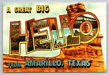 A Great Big Hello From Amarillo Texas Vintage Unposted Postcard picture