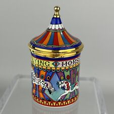 Staffordshire Enamels Circus Tent Flying Horses Trinket Box Hand-painted by M.D. picture