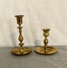 Vintage Pair of Brass Candlestick Holders with Drip Tray picture