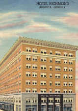 Vintage Linen Postcard Hotel Richmond Building Street Corner Augusta Georgia GA picture