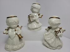 Vintage 1996 Set of Glossy Ivory Ceramic  Musical Angels Christmas Figurines EUC picture
