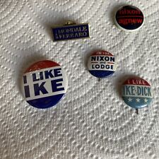 Lot Of 5 Vintage Political Pin/Buttons Nixon Agnew Lodge Ike Mondale Ferraro picture