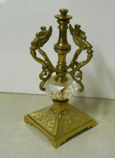 Brass & Crystal Candle Stick Holder Ladies with Angle Wings For Parts & Repair picture