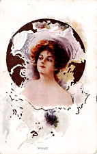LOVELY VINTAGE 1908 POSTCARD  PRETTY  WOMAN WITH HAT  