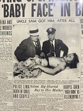 VINTAGE NEWSPAPER HEADLINE ~ CHICAGO GANGSTER BABY FACE NELSON SHOT KILLED  1934 picture