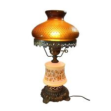 Accurate Casting Amber Hobnail Glass Daisies 3 Way Electric Hurricane Table Lamp picture