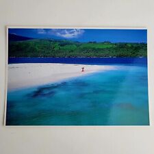 Vintage Tahiti Postcard Girl On Beach Aerial Photo Teva Sylvain Great Image L👀K picture