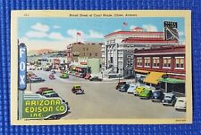 Vintage 1940's Broad Street at Court House Globe AR Arizona Linen Postcard picture