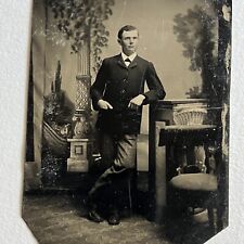 Antique Tintype Photograph Handsome Debonair Man Hand In Pocket Great Pose picture