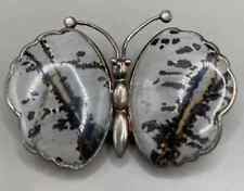 Vintage Butterfly Brooch Jasper Sterling Silver 925 Gemstone Jewelry 2