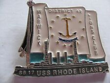 LIONS CLUB PIN -  PIN TRADER  USS RHODE ISLAND  BB-17 HISTORIC BATTLESHIP SERIES picture