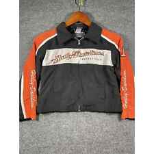 Harley Davidson Jacket Youth 6 Orange/Black Full Zip Embroidered Lined Biker picture
