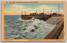 Vintage Postcard OR Seaside Promenade Old Cars OR Coast Highway Linen ~3997 picture