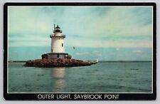 Postcard Outer Light Saybrook Point Connecticut, Lighthouse picture