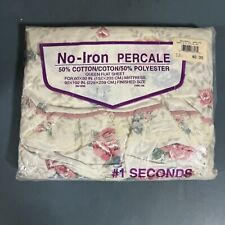 VTG NOS NO IRON PERCALE FLORAL QUEEN FLAT SHEET SPRINGMAID WAMSUTTA #1 SECONDS picture