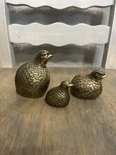 Vintage Brass Quail Birds Figurines SET of 3 picture