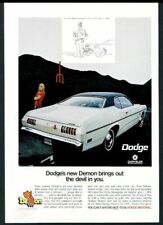 1971 Dodge Dart Demon car photo & cartoon 'brings out the devil in you' ad picture