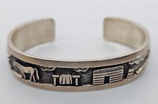 Vintage Navajo Storyteller Overlay Bracelet , Sterling Silver,  R H BEGAY.25
