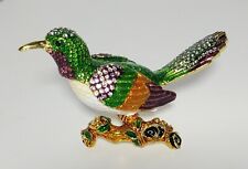 Colorful Bird Trinket Bejeweled Gift Collectable Gift Home Decor Bird on Branch picture