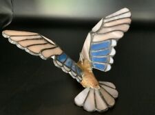 Vintage Brass Goose With Stained Glass Wings Signed And Dated picture
