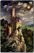 VINTAGE POSTCARD FULL MOON AT LICHTENSTEIN CASTLE SOUTHERN GERMANY 1926 STAMPS picture