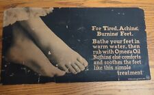 OMEGA OILS FEET LADY PHOTO NY OLD 1920S TROLLEY CARD PAPER SIGN RARE AD ANTIQUE picture