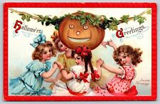 Antique Halloween Postcard Signed Frances Brundage Children Dancing Around JOL   picture