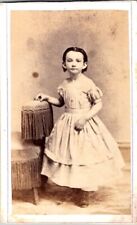 Little Girl in Pretty Frock, CDV Photo, c1860s, Rev. Stamp, #1722 picture