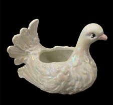 Vintage Bassano Italy Porcelain Swan Planter Opalescent Pearlescent White picture