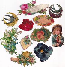 Wonderful 1800's Victorian Die Cut Scrap Lot -Up to 4 inches picture