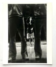 1990s Beautiful Woman Singing National Anthem Basketball Game Photo Vintage picture