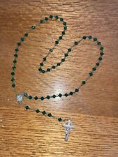 Vintage Handmade Green Rosary With Painted Accents Blessed By Catholic Priest picture