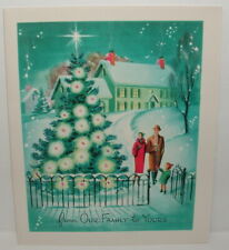 UNUSED - Young 1940's Family Admiring Tree - 1940's SUNSHINE Christmas Card picture