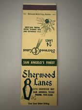 Vintage 1960s Sherwood Lanes Bowling Alley Matchbook Cover Texas Mid-Century  picture