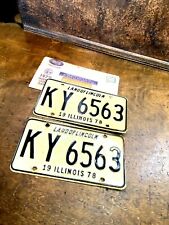 Original Match Pair of 1978 Illinois Car License Plate KY 6563 Automobile Tags picture