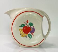 Vintage Ceramic Disc Pitcher Apple Plum Grapes Fruit Kitchen Farm Country Decor picture