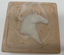Vintage Pink Cast Incolay/Marble Resin Square Trinket/Jewelry Box - Horse picture