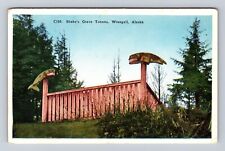 Wrangell AK-Alaska, Shakes Grave Totems, Antique Vintage Souvenir Postcard picture
