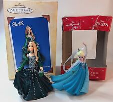 2 Hallmark Keepsake Disney Christmas Ornaments Barbie Elsa SHIPS FREE  picture