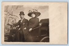 Coney Island New York NY Postcard RPPC Photo Man And Woman Car Studio c1910's picture