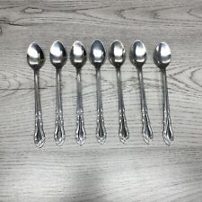 Set of 7 Vtg MCM Rogers Co Stainless Korea Iced Tea Spoons Unsure Of Pattern picture