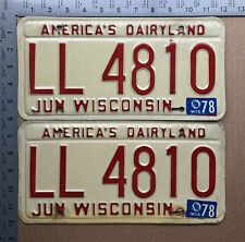 1978 Wisconsin license plate pair LL 4810 YOM DMV Ford Chevy Dodge 15790 picture