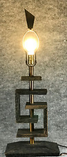 1950s Table Lamp Cerused Oak Style of James Mont or Paul Frankl MCM Tiki Modern picture